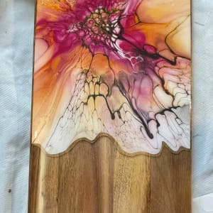 Cranberry Bliss 21” Charcuterie Board by Pourin’ My Heart Out - Fluid Art by Angela Lloyd 