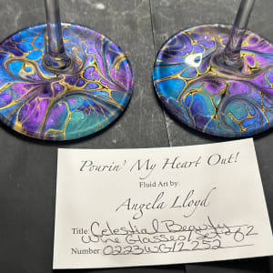 Celestial Beauty, Wine Glasses - Set of Two by Pourin’ My Heart Out - Fluid Art by Angela Lloyd 