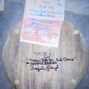 Ocean Side Small Round Charcuterie by Pourin’ My Heart Out - Fluid Art by Angela Lloyd 
