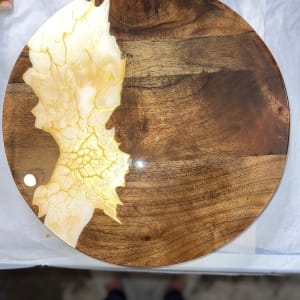 Winter Gold, Lazy Susan by Pourin’ My Heart Out - Fluid Art by Angela Lloyd 