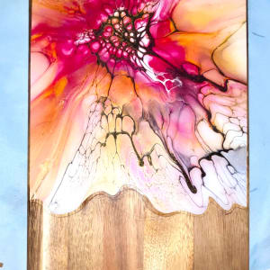 Cranberry Bliss 21” Charcuterie Board by Pourin’ My Heart Out - Fluid Art by Angela Lloyd 
