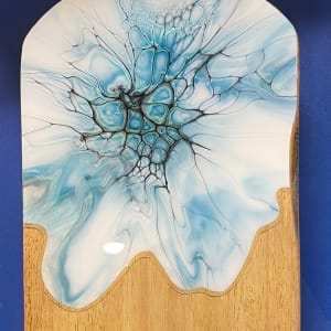 Icy Blue 20” Charcuterie Board by Pourin’ My Heart Out - Fluid Art by Angela Lloyd 
