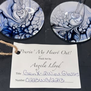 Gen X , Wine Glasses/Set of Two by Pourin’ My Heart Out - Fluid Art by Angela Lloyd 