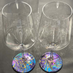 Celestial Beauty, Wine Glasses - Set of Two by Pourin’ My Heart Out - Fluid Art by Angela Lloyd 