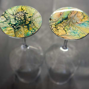 The Kraken - 2 Wine Glasses by Pourin’ My Heart Out - Fluid Art by Angela Lloyd 