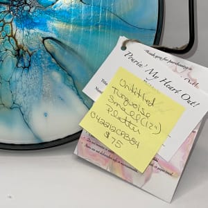 Untitled Turquoise Small 12” Platter by Pourin’ My Heart Out - Fluid Art by Angela Lloyd 