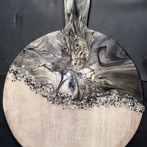 The Upside Down, Small, Round Charcuterie by Pourin’ My Heart Out - Fluid Art by Angela Lloyd
