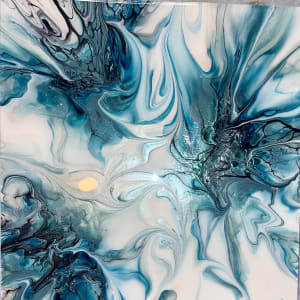 Icy Blue Deconstructed Bloom by Pourin’ My Heart Out - Fluid Art by Angela Lloyd 