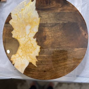 Winter Gold, Lazy Susan by Pourin’ My Heart Out - Fluid Art by Angela Lloyd 