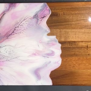 Chrysanthemum 32” Charcuterie Board by Pourin’ My Heart Out - Fluid Art by Angela Lloyd 