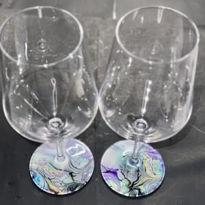 Mystique , Wine Glasses - Set of Two by Pourin’ My Heart Out - Fluid Art by Angela Lloyd