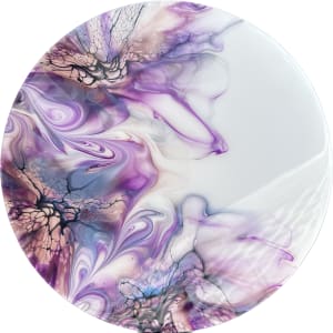 Chrysanthemum 12” Lazy Susan by Pourin’ My Heart Out - Fluid Art by Angela Lloyd 