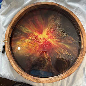 Stranger Things 17” Circular Wood Platter by Pourin’ My Heart Out - Fluid Art by Angela Lloyd, Image 3.