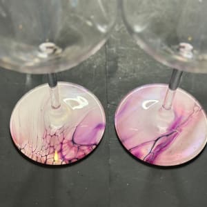Chrysanthemum, Wine Glasses - Set of Two by Pourin’ My Heart Out - Fluid Art by Angela Lloyd 