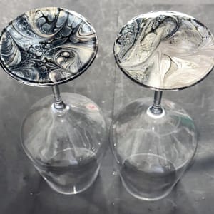 The Upside Down, Wine Glasses - Set of Two by Pourin’ My Heart Out - Fluid Art by Angela Lloyd 