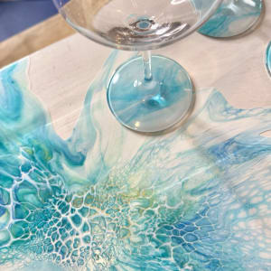 Ocean Side 34” Charcuterie by Pourin’ My Heart Out - Fluid Art by Angela Lloyd 