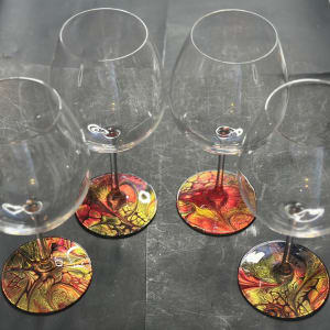 Stranger Things, Wine Glasses - Set of 4 by Pourin’ My Heart Out - Fluid Art by Angela Lloyd