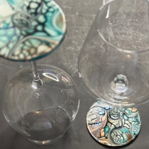 First Blooms, Wine Glasses Set of 2 by Pourin’ My Heart Out - Fluid Art by Angela Lloyd 