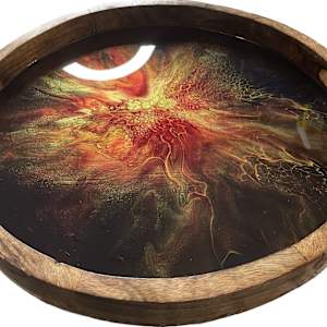 Stranger Things 17” Circular Wood Platter by Pourin’ My Heart Out - Fluid Art by Angela Lloyd, Image 5.