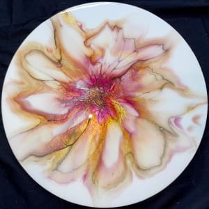 Cranberry Bliss, 16” Wood Round by Pourin’ My Heart Out - Fluid Art by Angela Lloyd