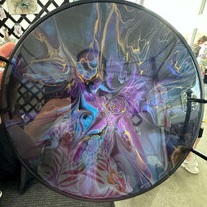 Celestial Beauty 13” Round Platter by Pourin’ My Heart Out - Fluid Art by Angela Lloyd 