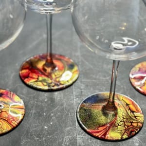 Stranger Things, Wine Glasses - Set of 4 by Pourin’ My Heart Out - Fluid Art by Angela Lloyd 