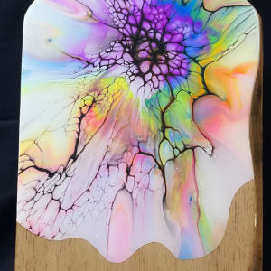 Neon Promise, 20” Charcuterie by Pourin’ My Heart Out - Fluid Art by Angela Lloyd