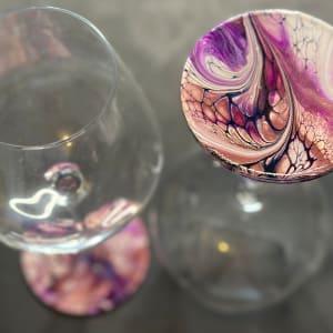 Chrysanthemum wine glasses set of two by Pourin’ My Heart Out - Fluid Art by Angela Lloyd 
