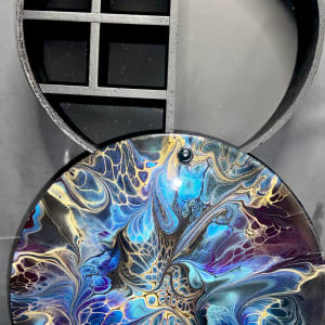 Celestial Beauty 11” Round Jewelry Box by Pourin’ My Heart Out - Fluid Art by Angela Lloyd 