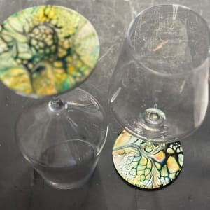 The Kraken - 2 Wine Glasses by Pourin’ My Heart Out - Fluid Art by Angela Lloyd 