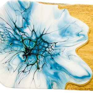 Icy Blue 20” Charcuterie Board by Pourin’ My Heart Out - Fluid Art by Angela Lloyd 