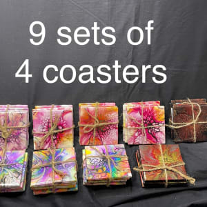 Coasters (Set of Four) by Pourin’ My Heart Out - Fluid Art by Angela Lloyd 