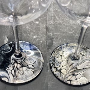 The Upside Down, Wine Glasses - Set of Two by Pourin’ My Heart Out - Fluid Art by Angela Lloyd 