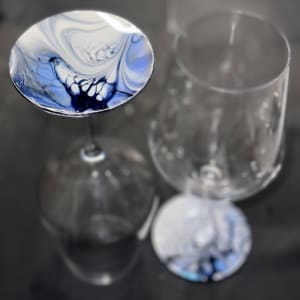 Gen X , Wine Glasses/Set of Two by Pourin’ My Heart Out - Fluid Art by Angela Lloyd 