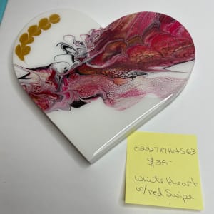 White Heart with  Red Swipe by Pourin’ My Heart Out - Fluid Art by Angela Lloyd 