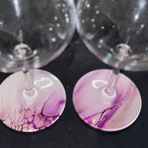 Chrysanthemum, Wine Glasses - Set of Two by Pourin’ My Heart Out - Fluid Art by Angela Lloyd 