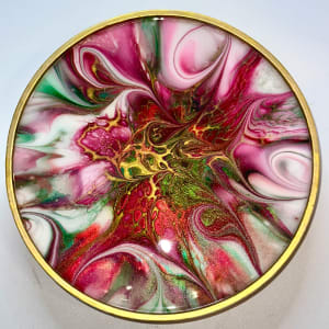 Christmastime 9” Gold Platter II by Pourin’ My Heart Out - Fluid Art by Angela Lloyd 