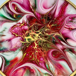Christmastime 9” Gold Platter II by Pourin’ My Heart Out - Fluid Art by Angela Lloyd 