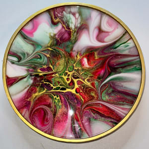 Christmastime 9” Gold Platter by Pourin’ My Heart Out - Fluid Art by Angela Lloyd 