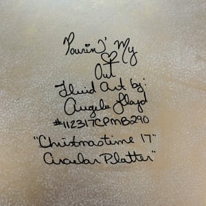 Christmastime 17” Circular Platter by Pourin’ My Heart Out - Fluid Art by Angela Lloyd 