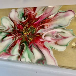 Candy Ribbon Wood Platter with Wood Bead Handles by Pourin’ My Heart Out - Fluid Art by Angela Lloyd 