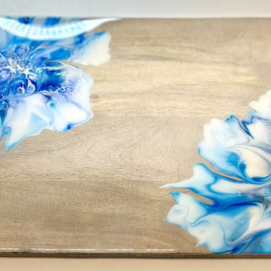 Tekhelet 21” Silver Handled Platter by Pourin’ My Heart Out - Fluid Art by Angela Lloyd 