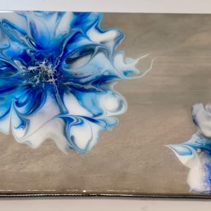 Tekhelet 18” Silver Handled Platter by Pourin’ My Heart Out - Fluid Art by Angela Lloyd 