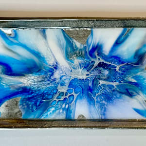 Tekhelet 30” Silver Platter by Pourin’ My Heart Out - Fluid Art by Angela Lloyd 