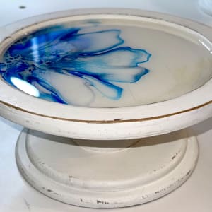 Tekhelet 10” Standing Platter 2 by Pourin’ My Heart Out - Fluid Art by Angela Lloyd 