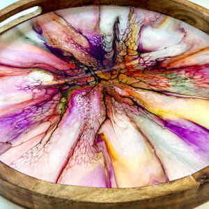 Faithful Harvest 17” Wood Tray by Pourin’ My Heart Out - Fluid Art by Angela Lloyd 