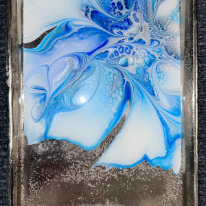 Tekhelet Small Silver Tray by Pourin’ My Heart Out - Fluid Art by Angela Lloyd 