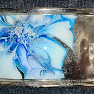 Tekhelet Small Silver Tray by Pourin’ My Heart Out - Fluid Art by Angela Lloyd 