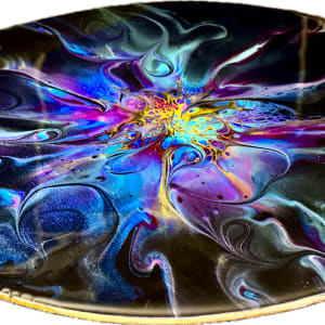 Celestial Beauty 13” Circular Wood Platter by Pourin’ My Heart Out - Fluid Art by Angela Lloyd 