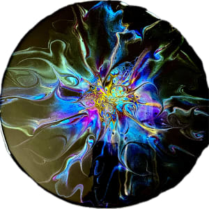 Celestial Beauty 13” Circular Wood Platter by Pourin’ My Heart Out - Fluid Art by Angela Lloyd 